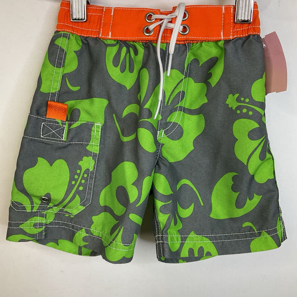 Size 18-24m: Hanna Andersson Grey w/ Green Leaves Swim Trunks