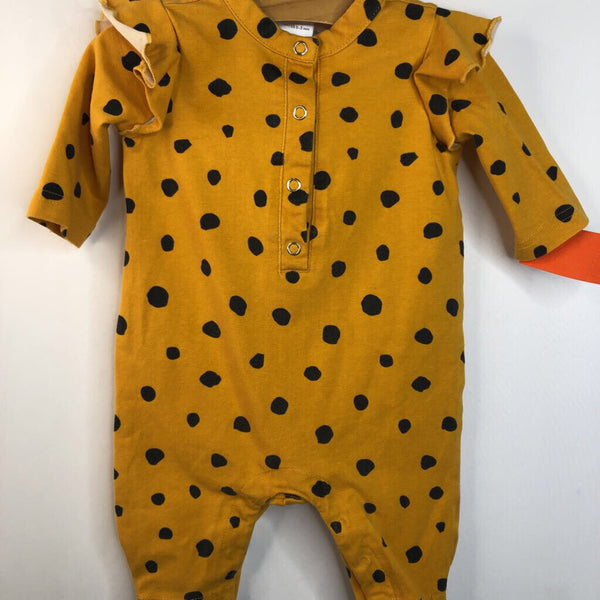 Size 0-3m (50): Hanna Andersson Yellow Polk-a-Dot Long Sleeve Romper