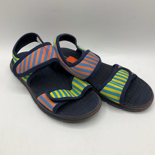 Size 4Y: Lands' End Blue, Orange & Yellow Velcro Water Shoe Sandals
