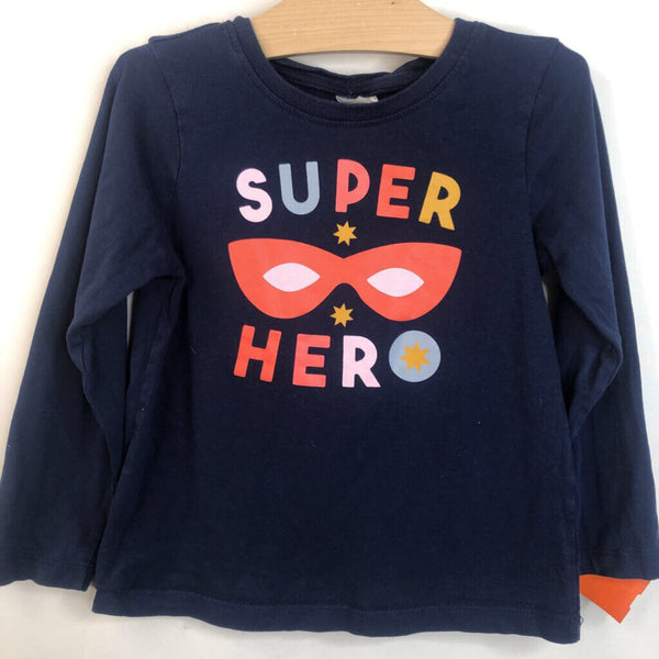 Size 5 (110): Hanna Andersson Navy Blue 'Super Hero' Long Sleeve T