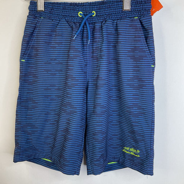 Size 7-8: Eddie Bauer Blue Striped Swim Trunks