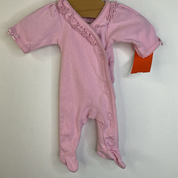 Size Preemie: Carters Pink Wrap Footed Long Sleeve PJS