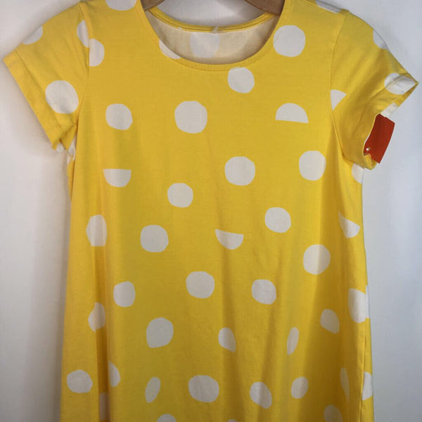 Size 14-16 (160): Hanna Andersson Yellow White Polk-a-Dot T-Shirt Dress