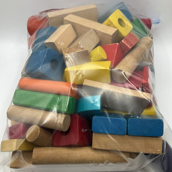 2 Gallon Bag of Assorted Wooden Colorful Blocks