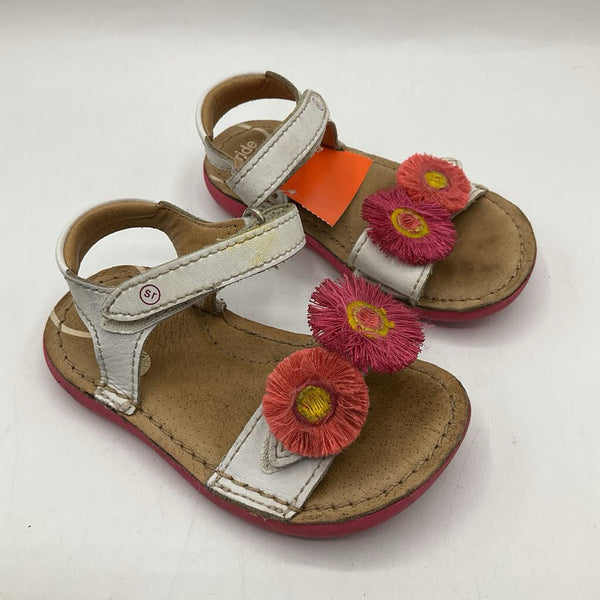 Size 5: Stride Rite White Pink Flowers Velcro Sandals