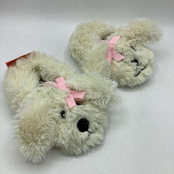 Size 5-6: Laura Ashley Cream Fuzzy Puppy Slippers