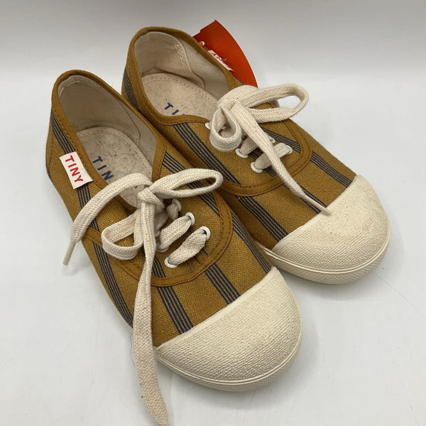 Size 13: Tiny Cottons Dark Yellow Blue Stripes Lace-up Sneakers