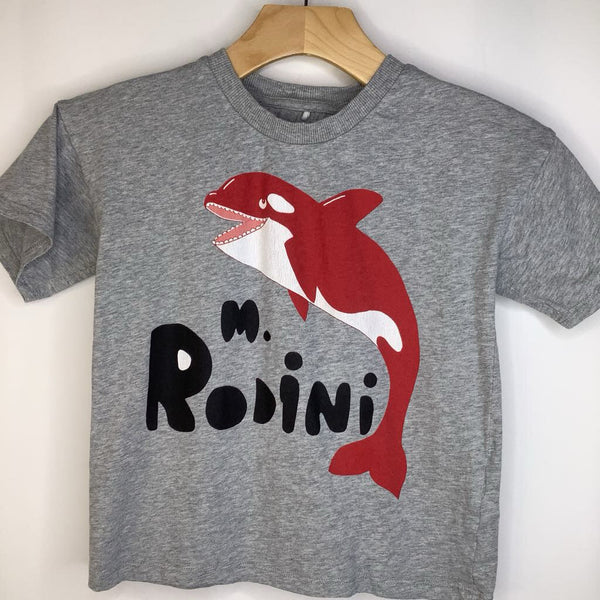 Size 7-8: Mini Rodini Grey Red Orca T-Shirt