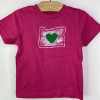 Size 2T: Heart in Oregon Locally Made Pink T-Shirt NEW