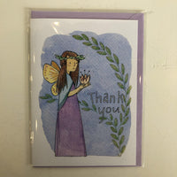 Clover Brown Locally Made Watercolor Greeting Card - Fairy 'Thank You' (medium)